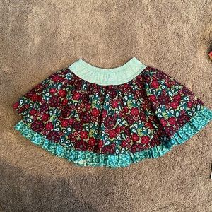 Persnickety Ruffle Skirt Aqua/Maroon